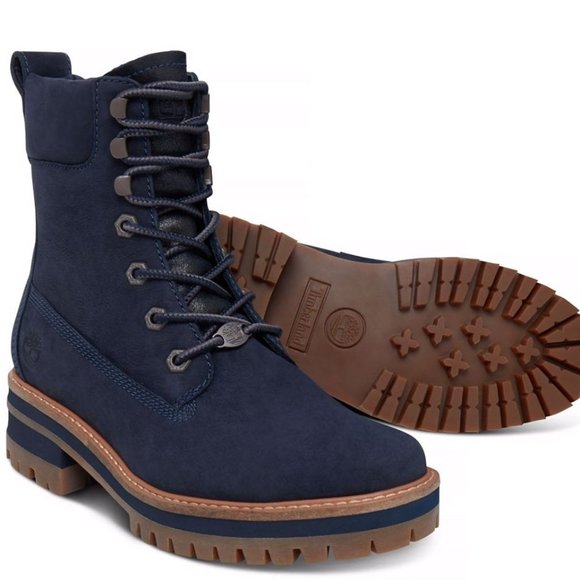 TIMBERLAND COURMAYEUR VALLY 6" INCH BOOT NAVY NUBUCK WOMAN'S - Picture 8 of 11